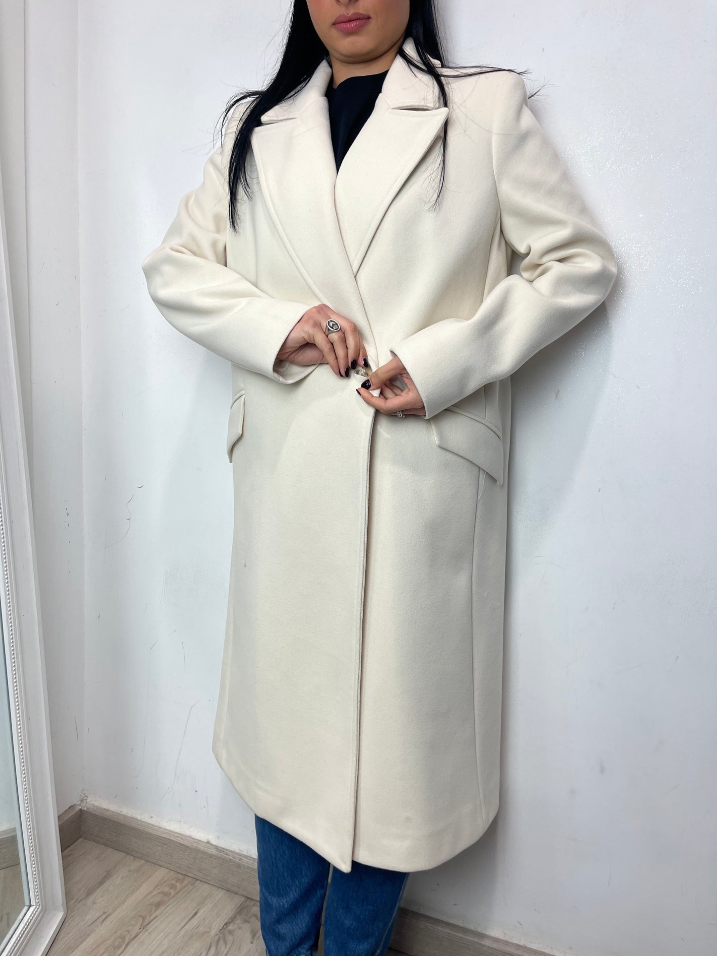 Cappotto doppio petto latte