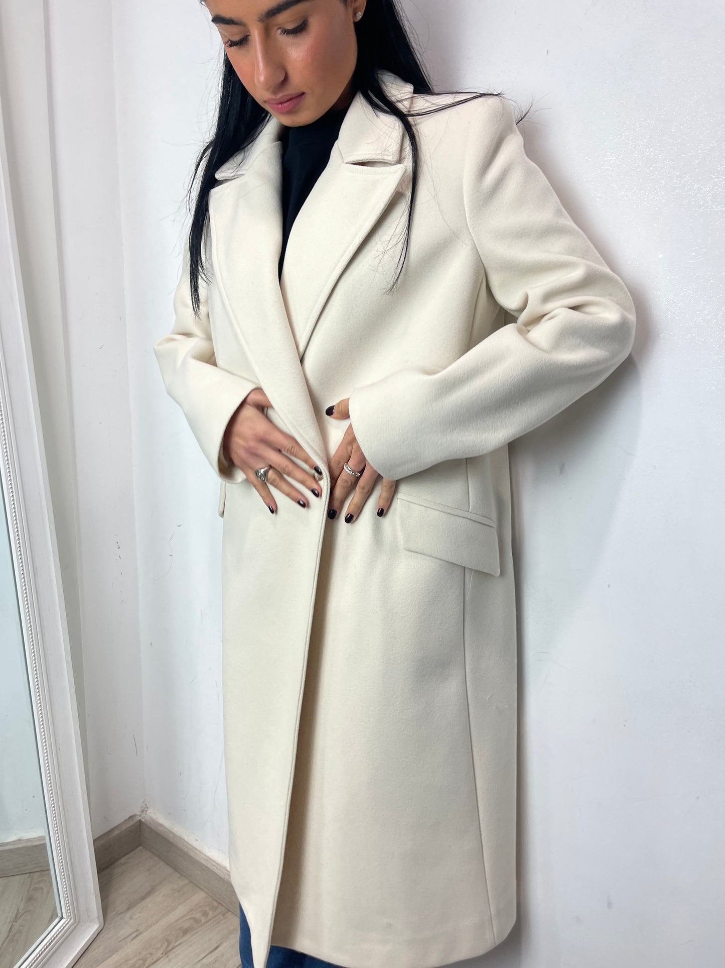 Cappotto doppio petto latte