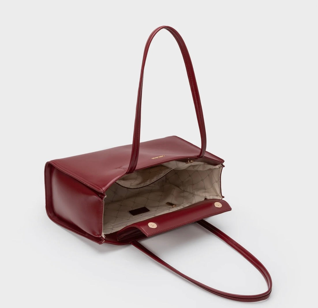 Bag patent Tote burgundy Label rose