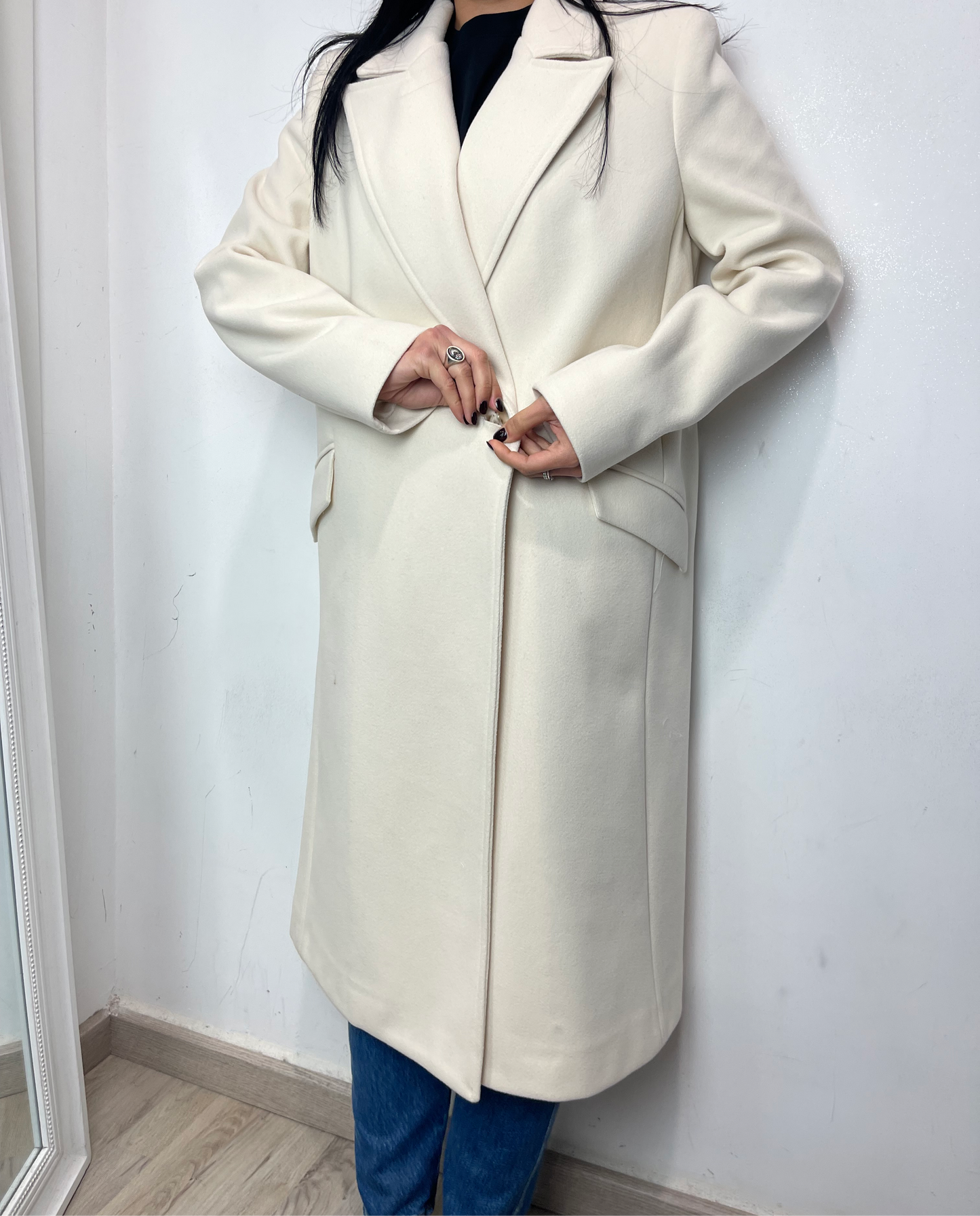 Cappotto doppio petto latte