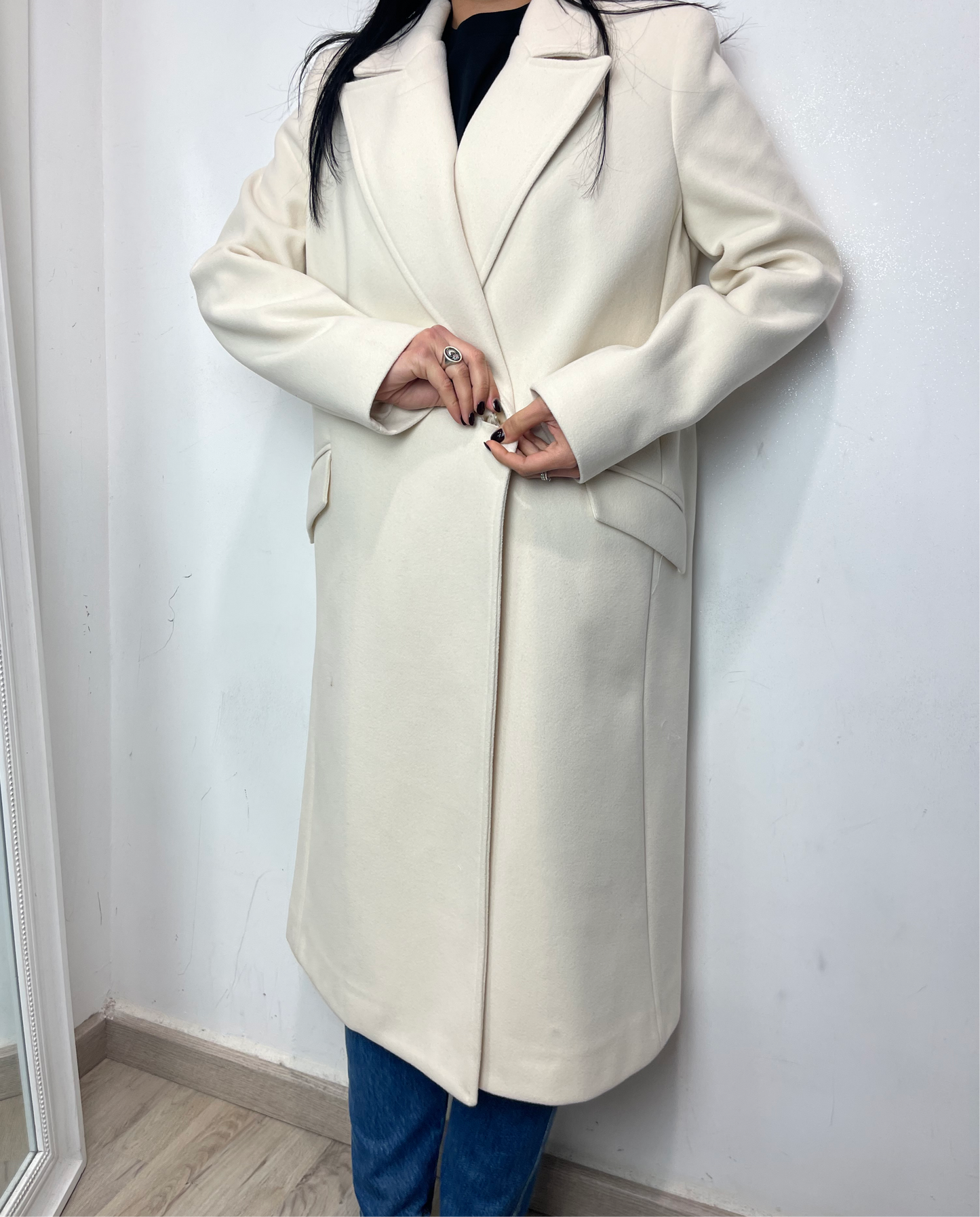 Cappotto doppio petto latte