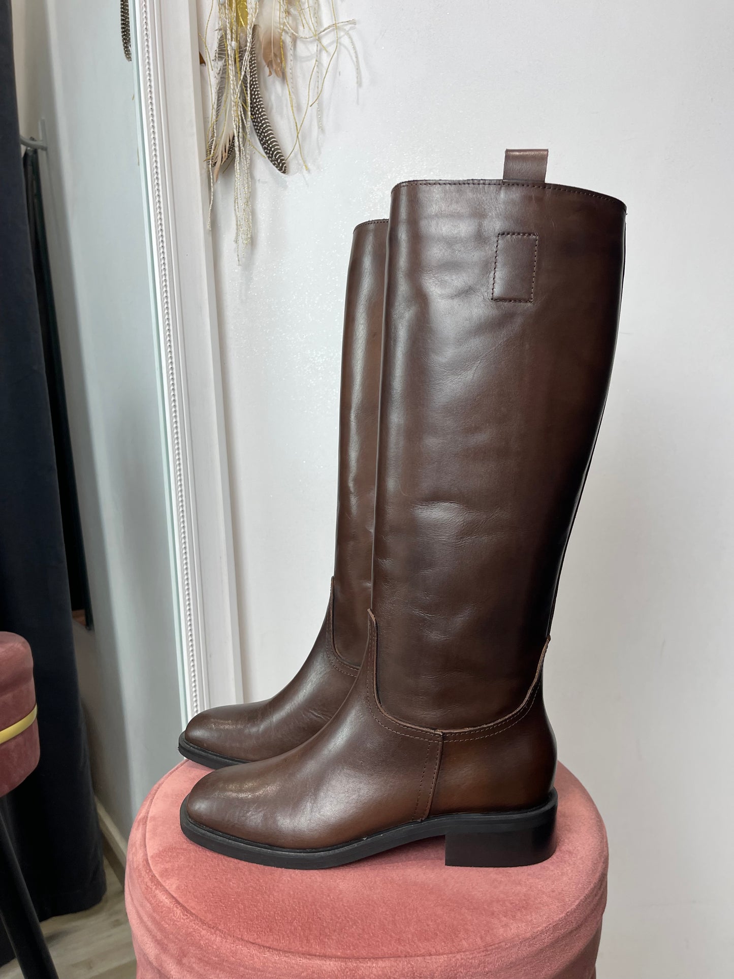 Stivale marrone vera pelle