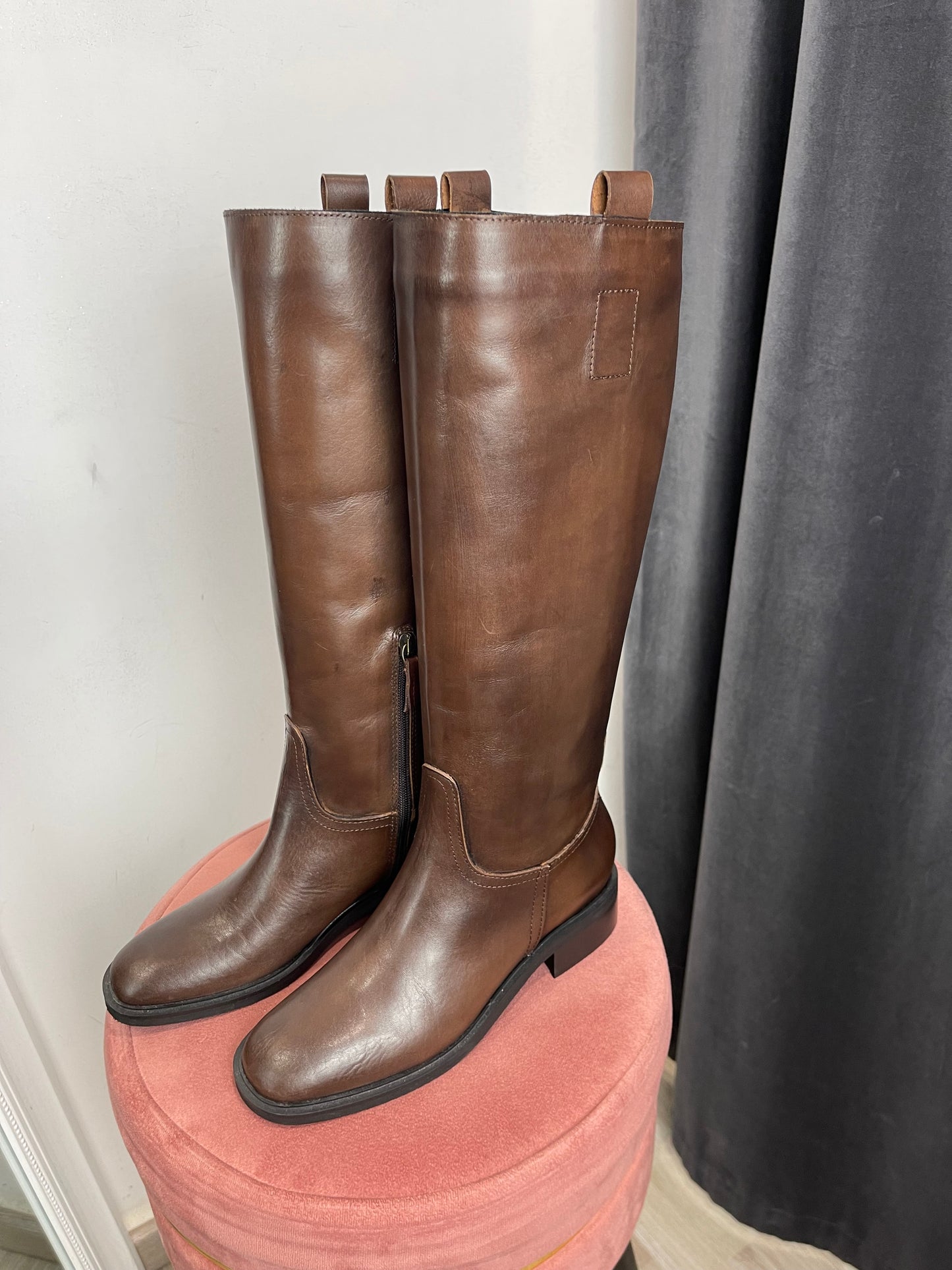 Stivale marrone vera pelle