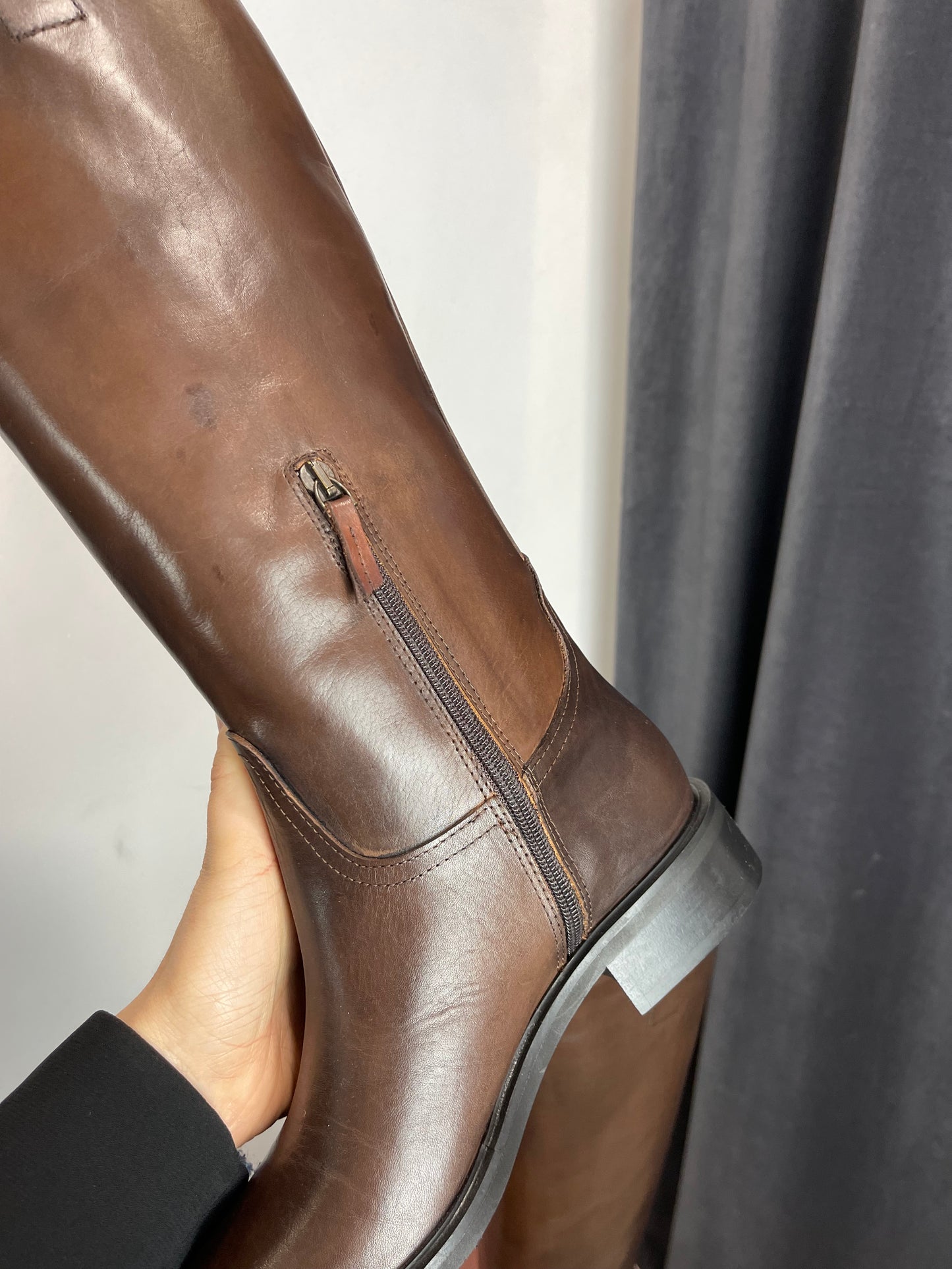 Stivale marrone vera pelle