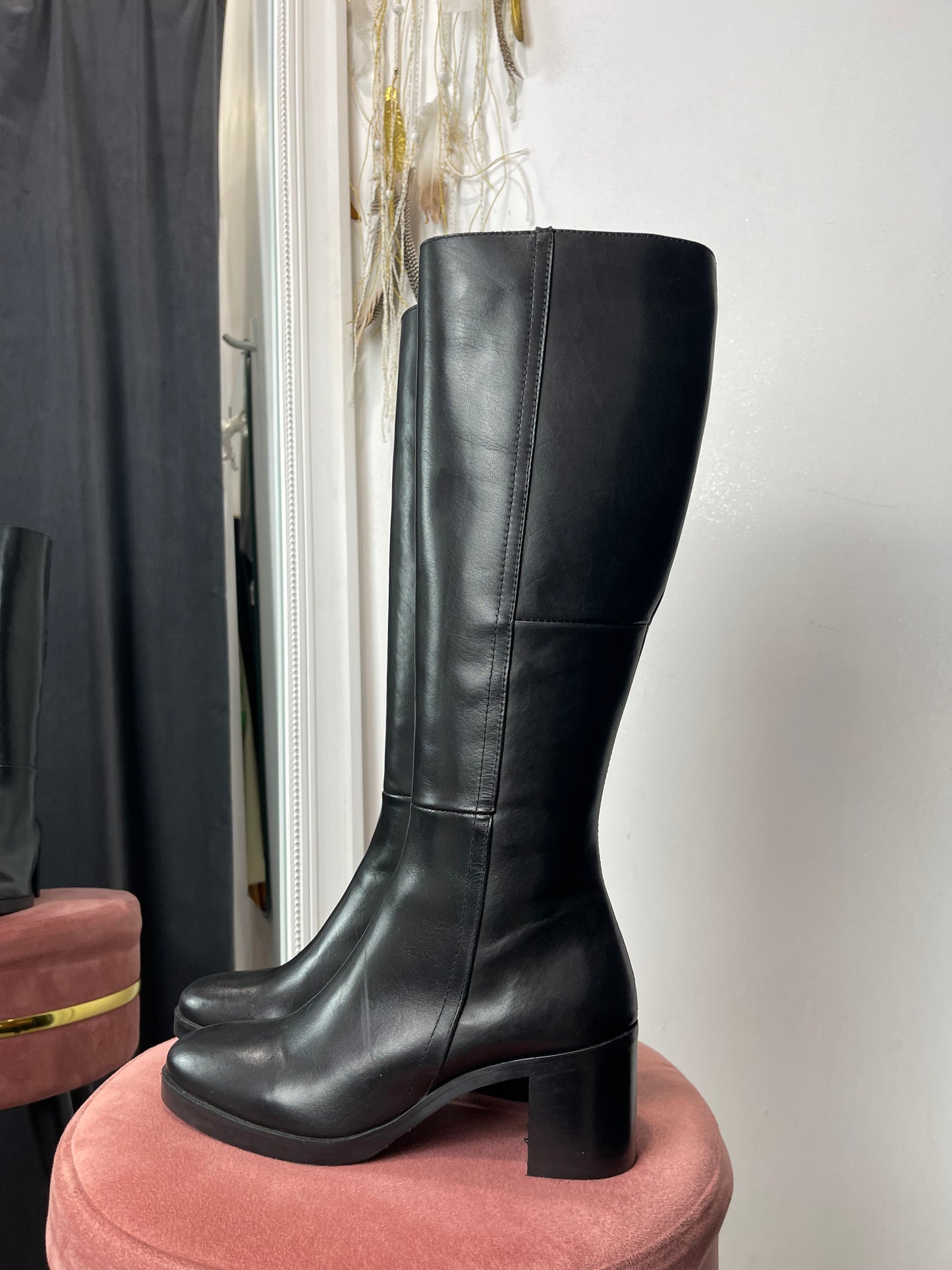 Stivale nero vera pelle