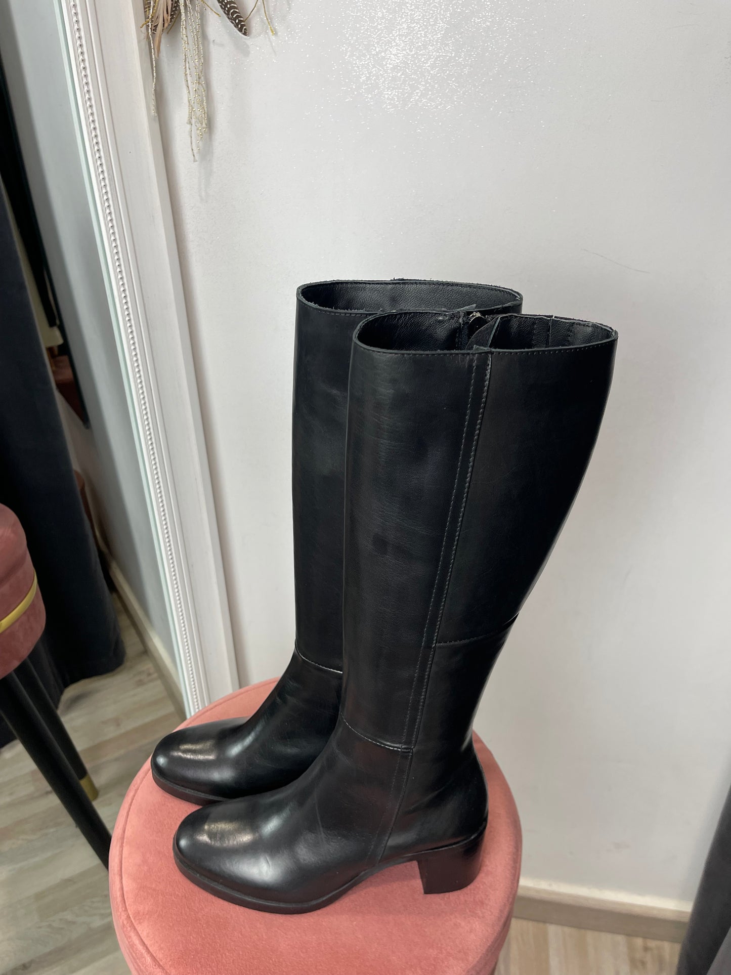 Stivale nero vera pelle