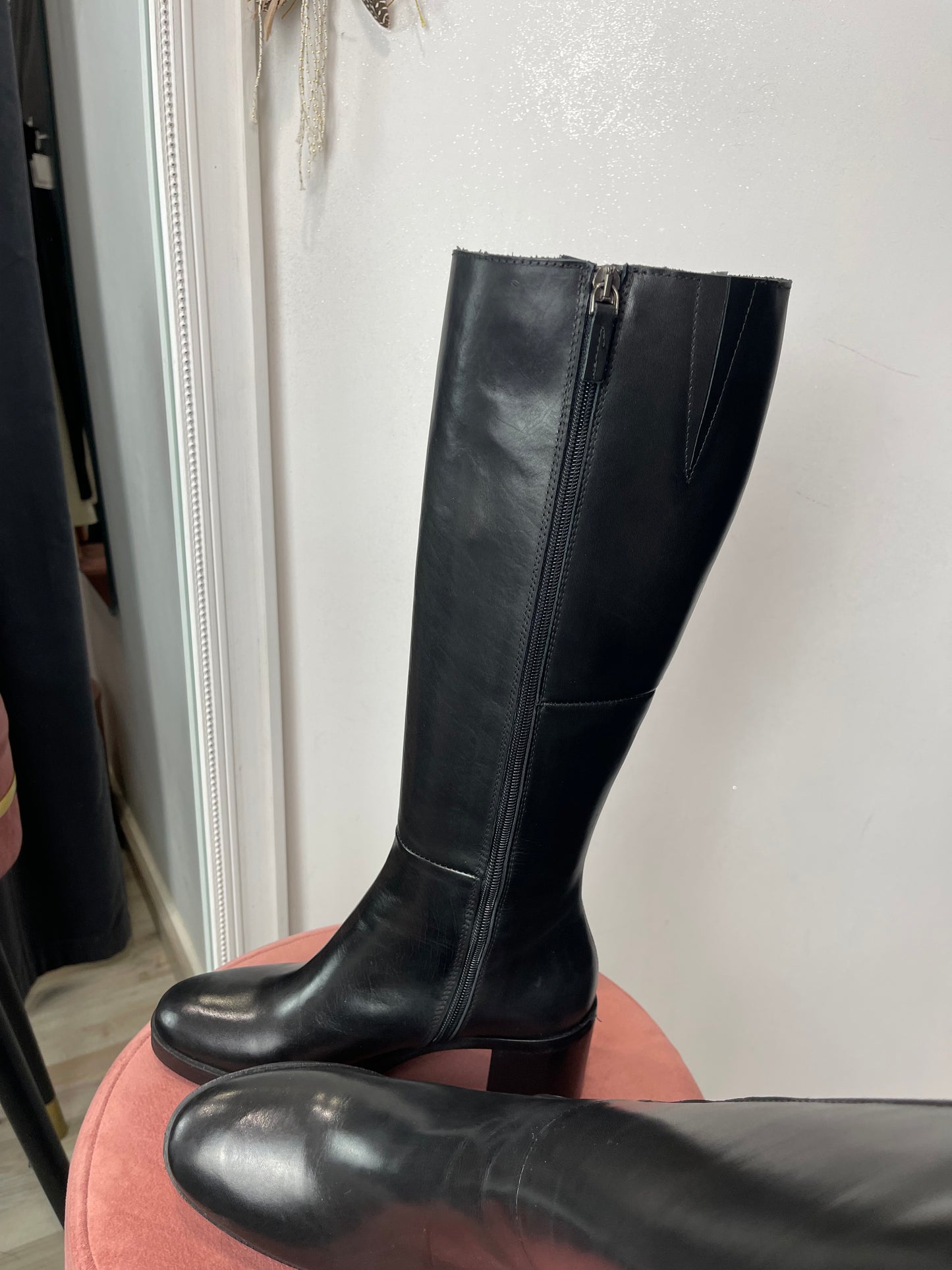 Stivale nero vera pelle