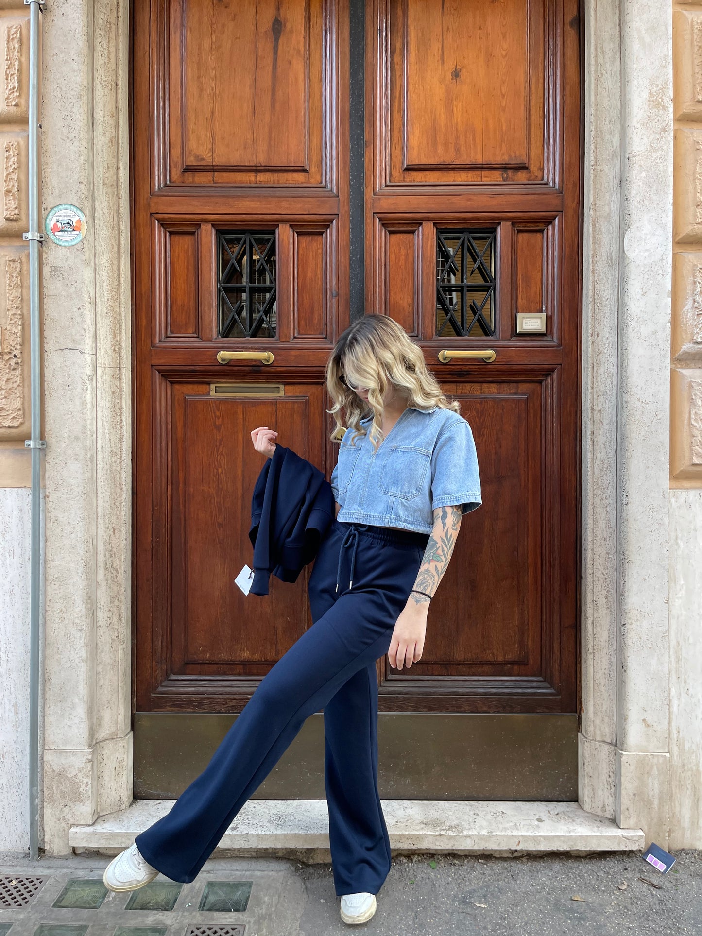 Top maglia jeans