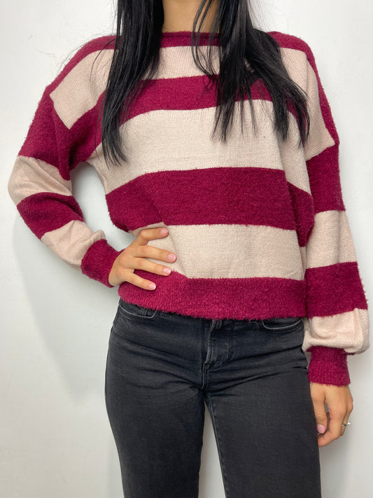 Pull righe bordeaux