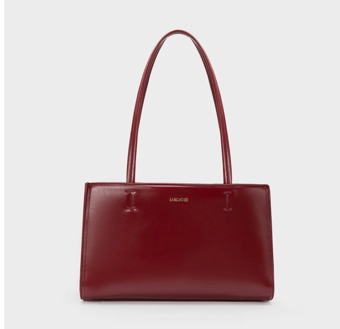 Bag patent Tote burgundy Label rose