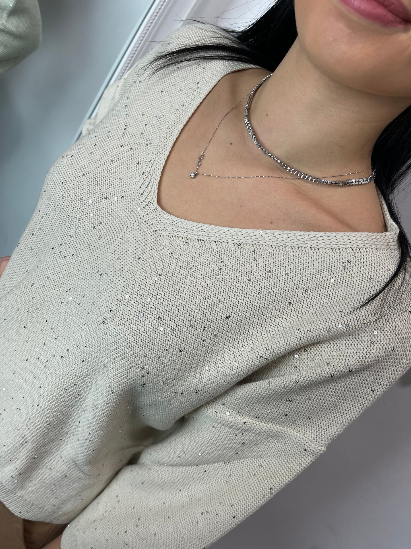 Pull lurex scollo a ‘V’ Blue Joint