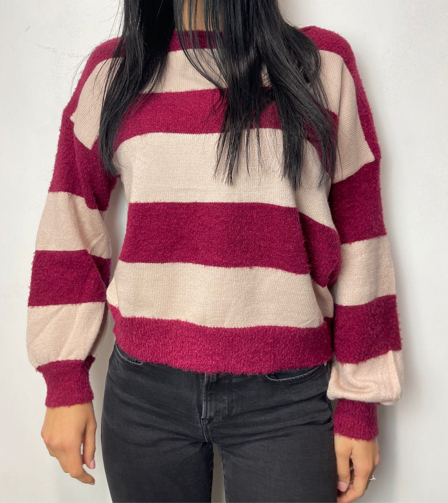 Pull righe bordeaux