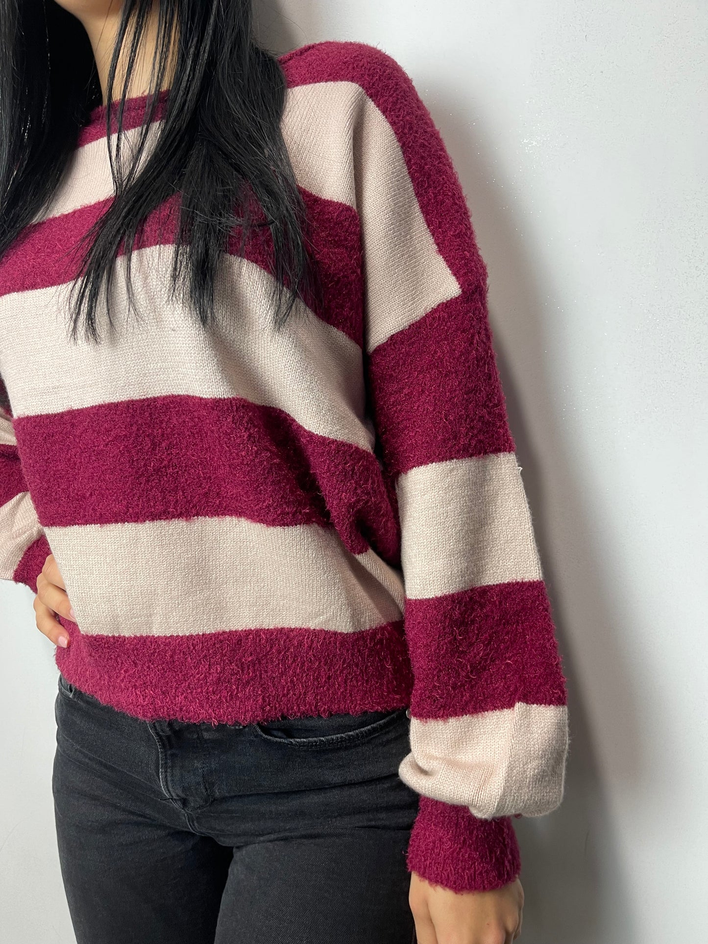 Pull righe bordeaux