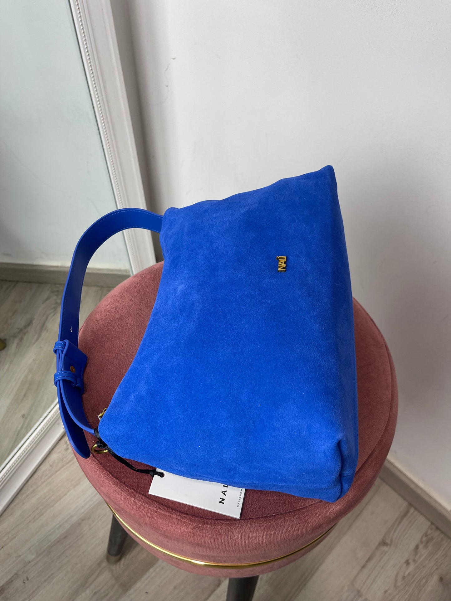 Borsa celeste vera pelle Nalì