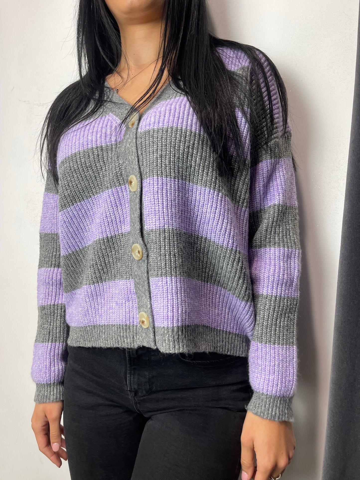 Cardigan Lilla e grigio