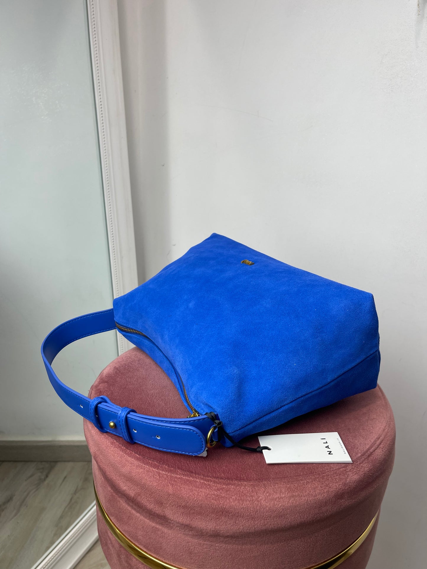 Borsa celeste vera pelle Nalì