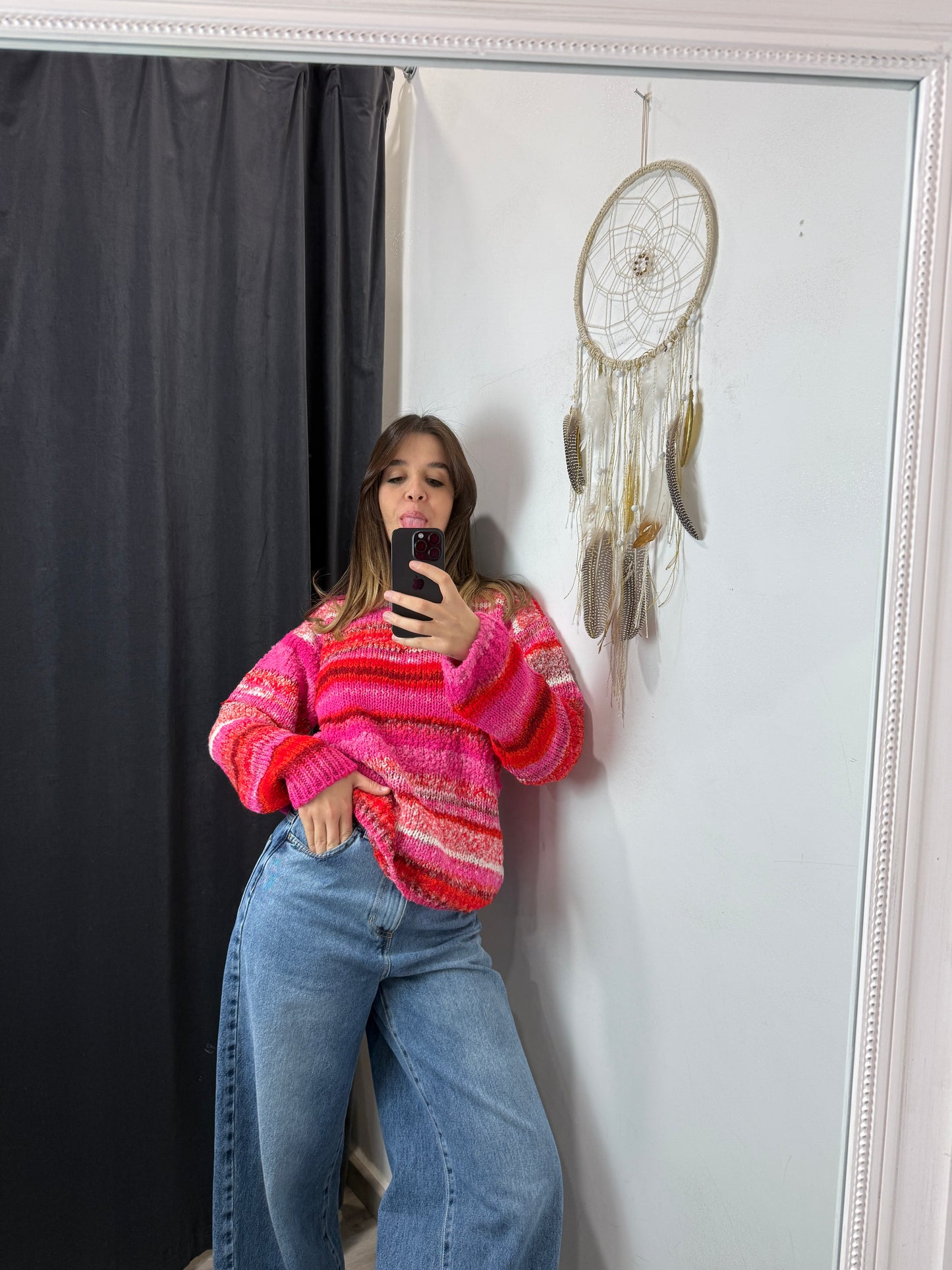 Maglione multicolore rosa Zimo