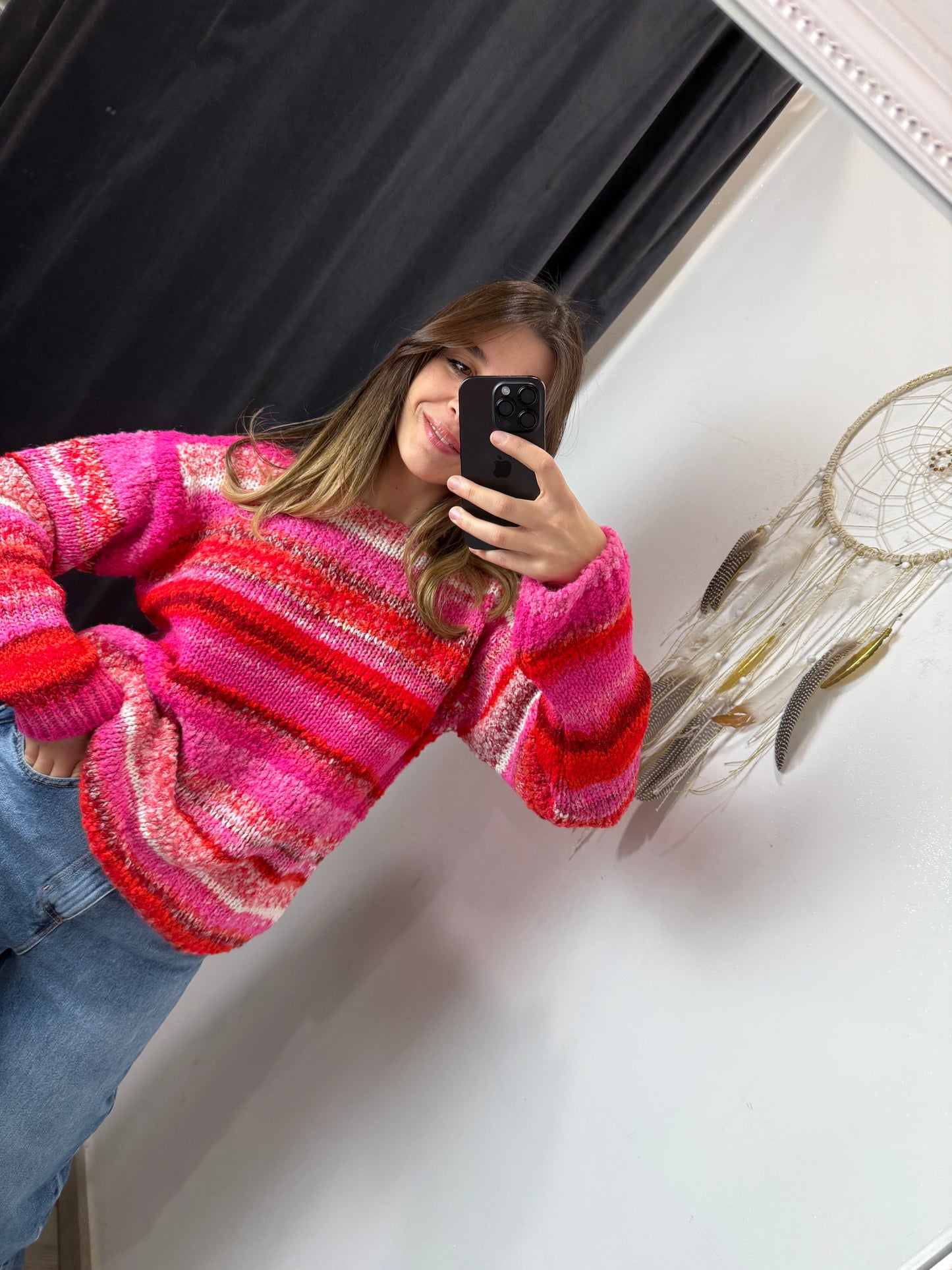 Maglione multicolore rosa Zimo