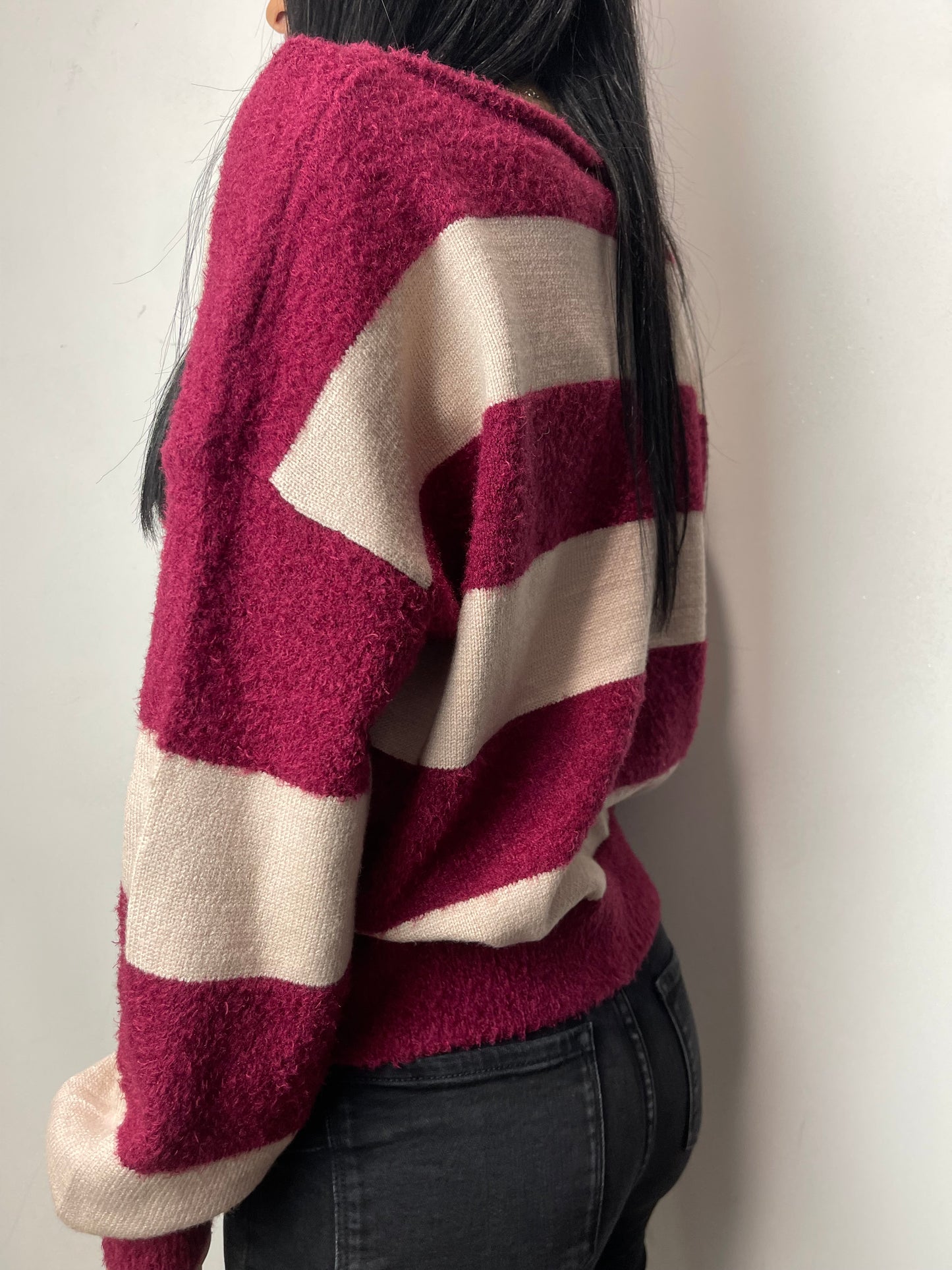 Pull righe bordeaux