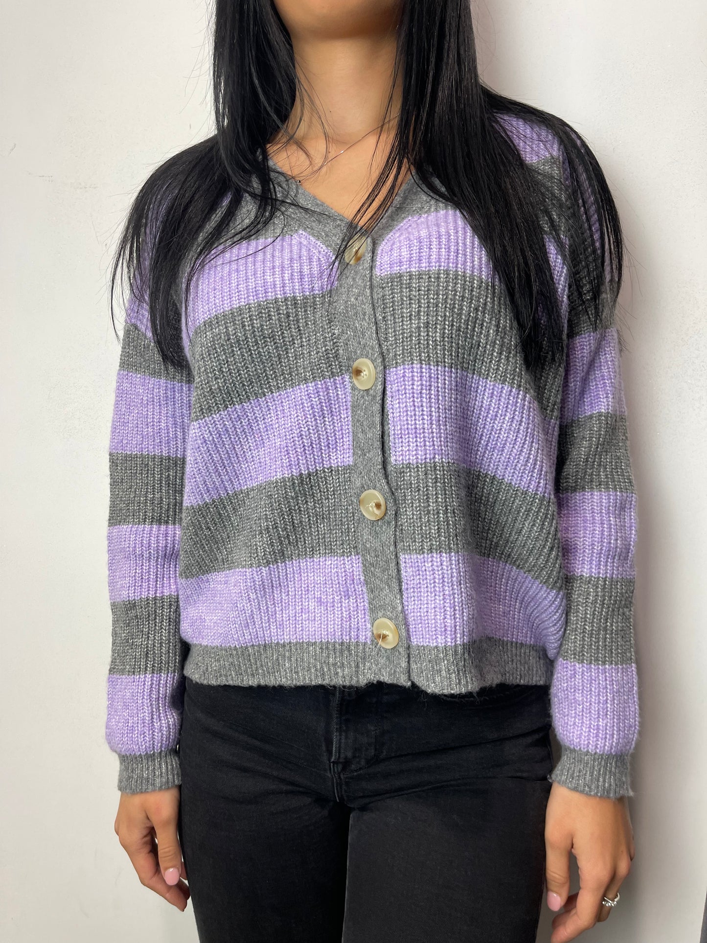 Cardigan Lilla e grigio