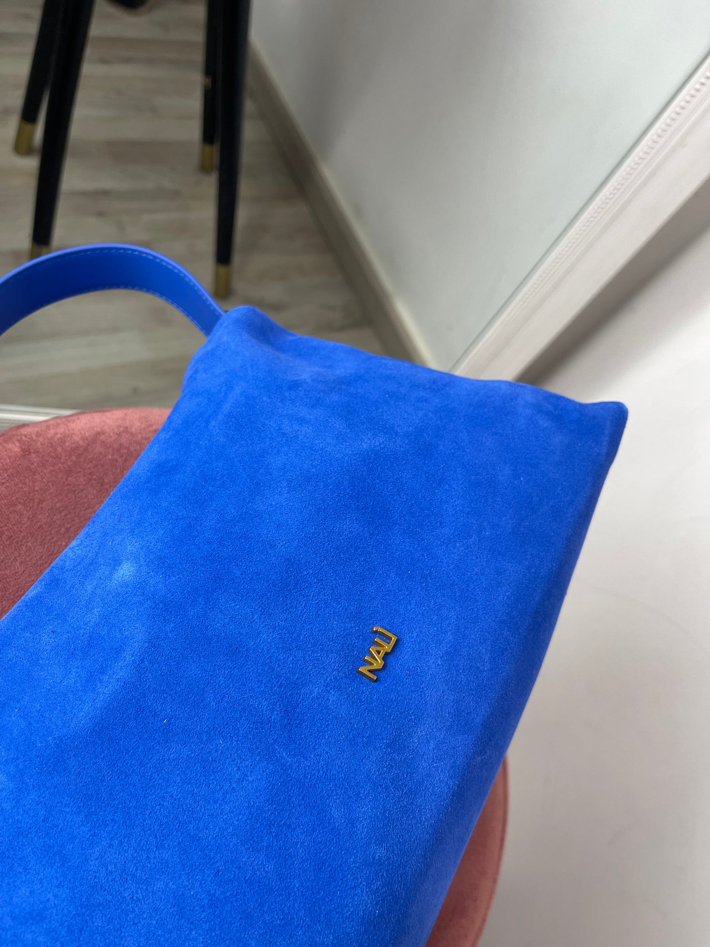 Borsa celeste vera pelle Nalì