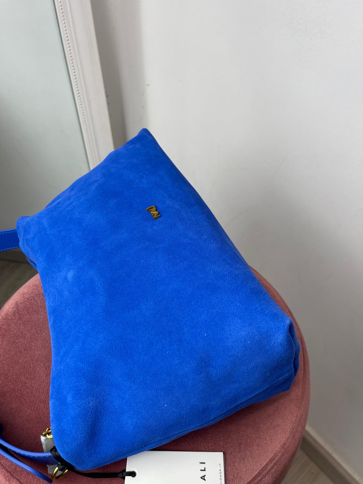 Borsa celeste vera pelle Nalì