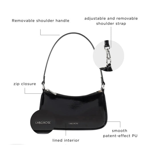 Borsa a spalla EMMA VERNICE - BLACK Label rose