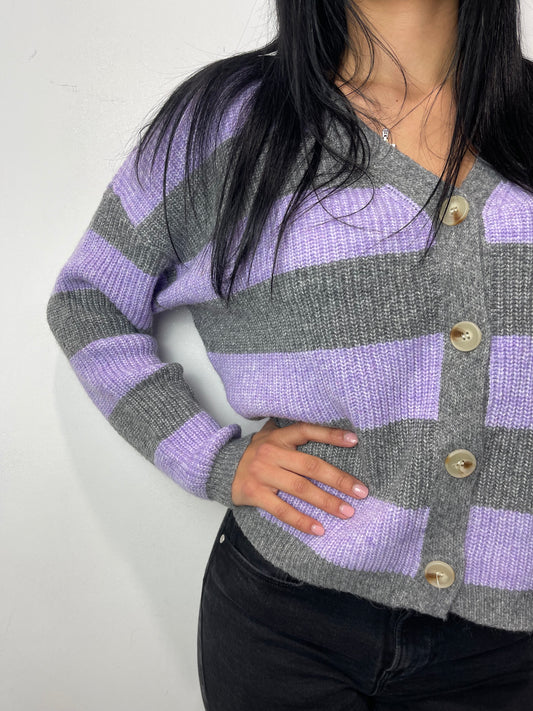 Cardigan Lilla e grigio