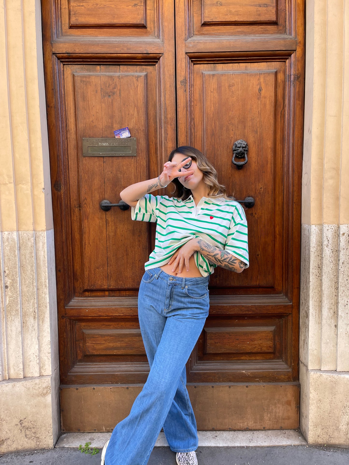 Polo righe verde B Young