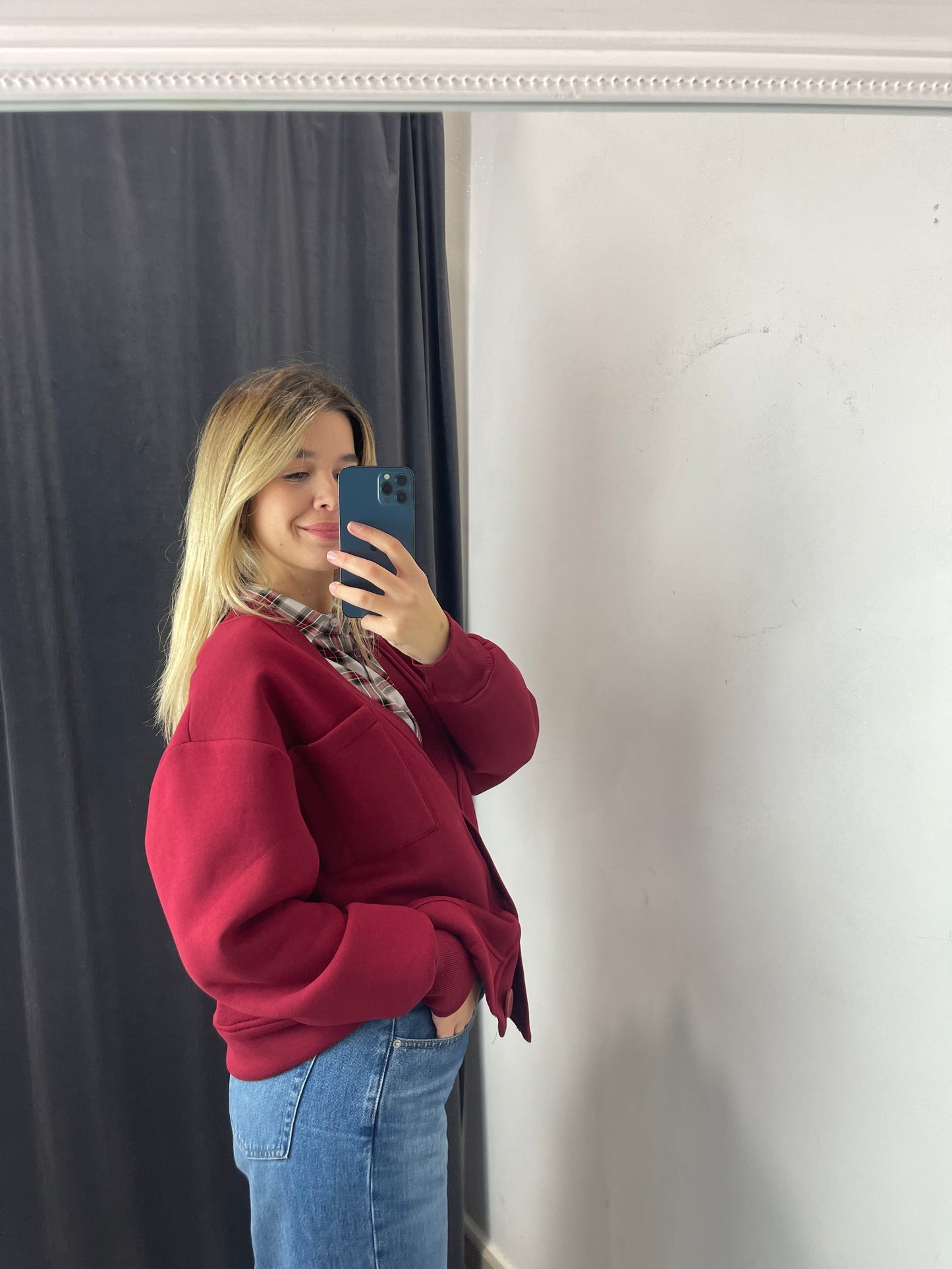 Cardigan felpato rosso