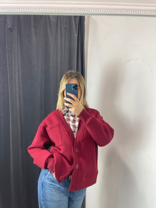Cardigan felpato rosso