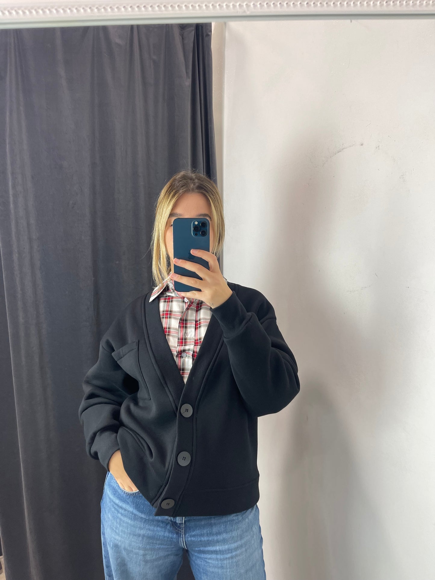 Cardigan felpato nero