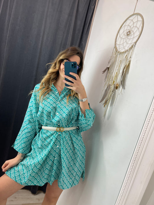 Camicia over fantasia turchese