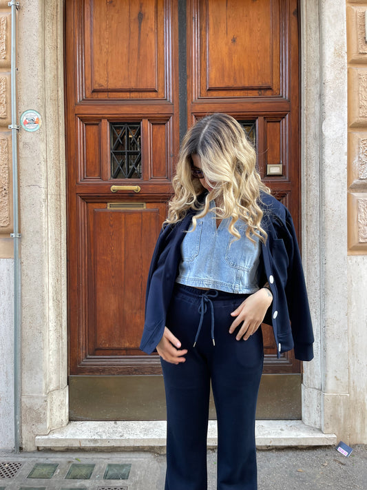 Top maglia jeans