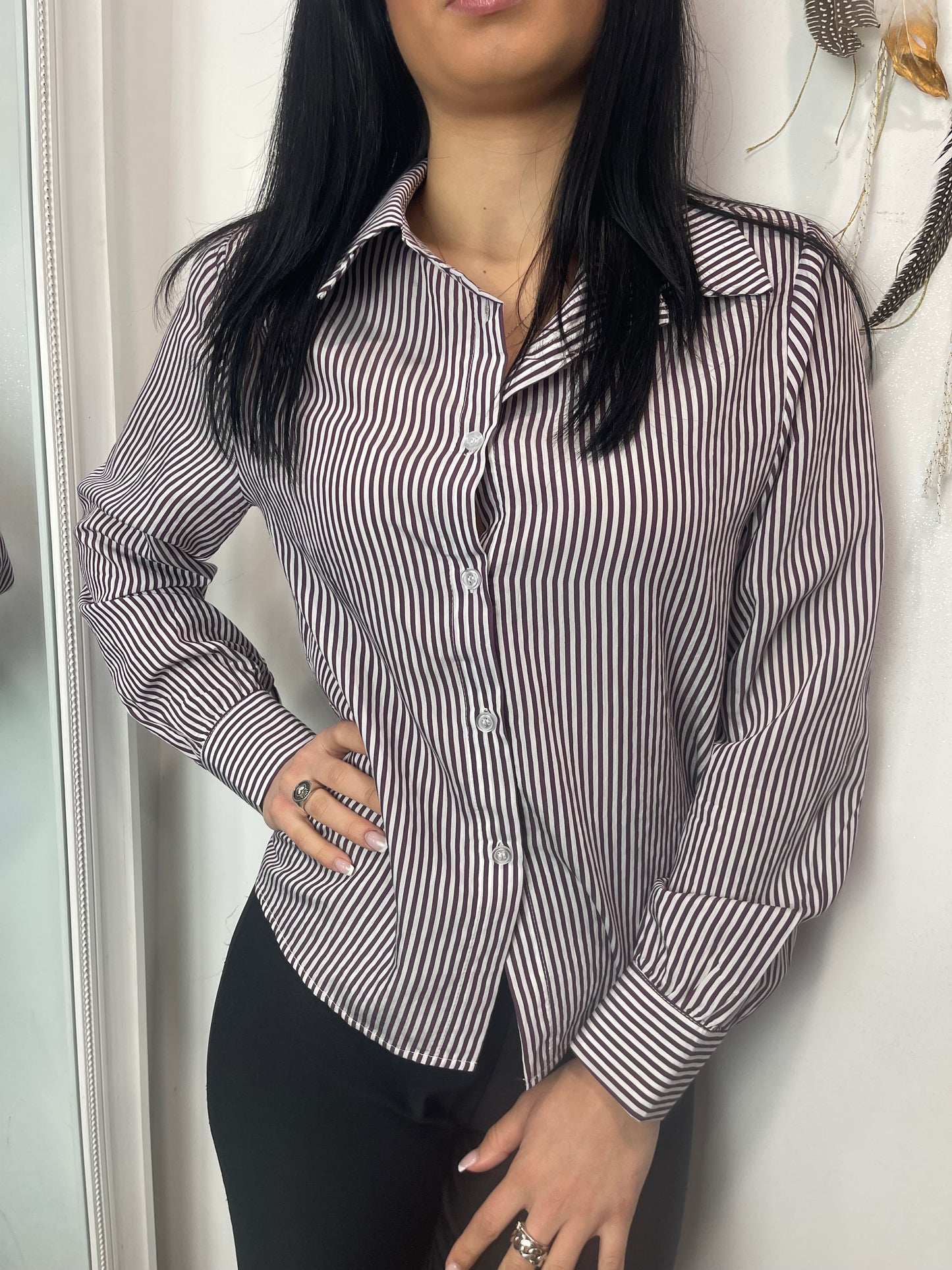Camicia righe bordeaux
