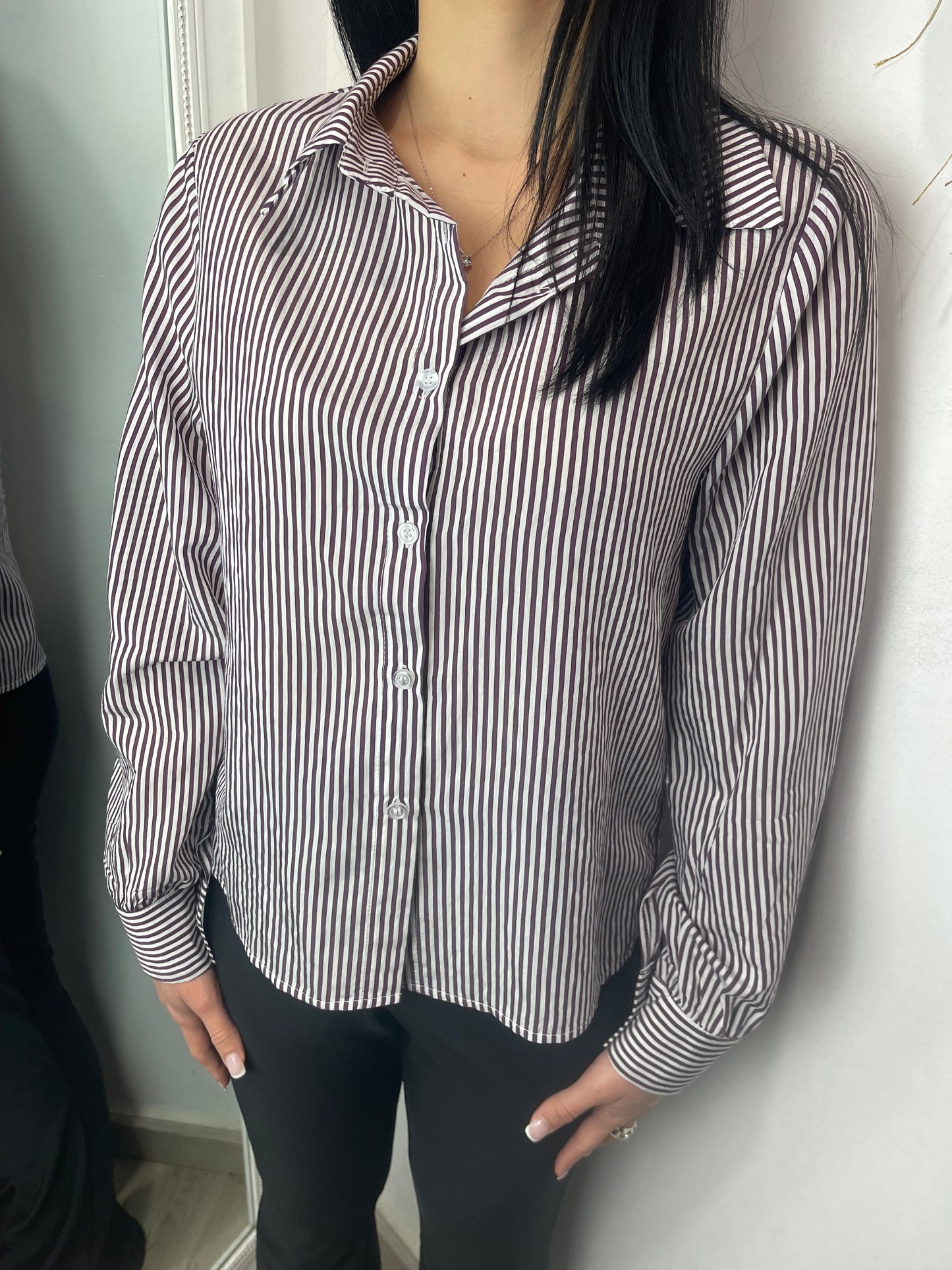 Camicia righe bordeaux