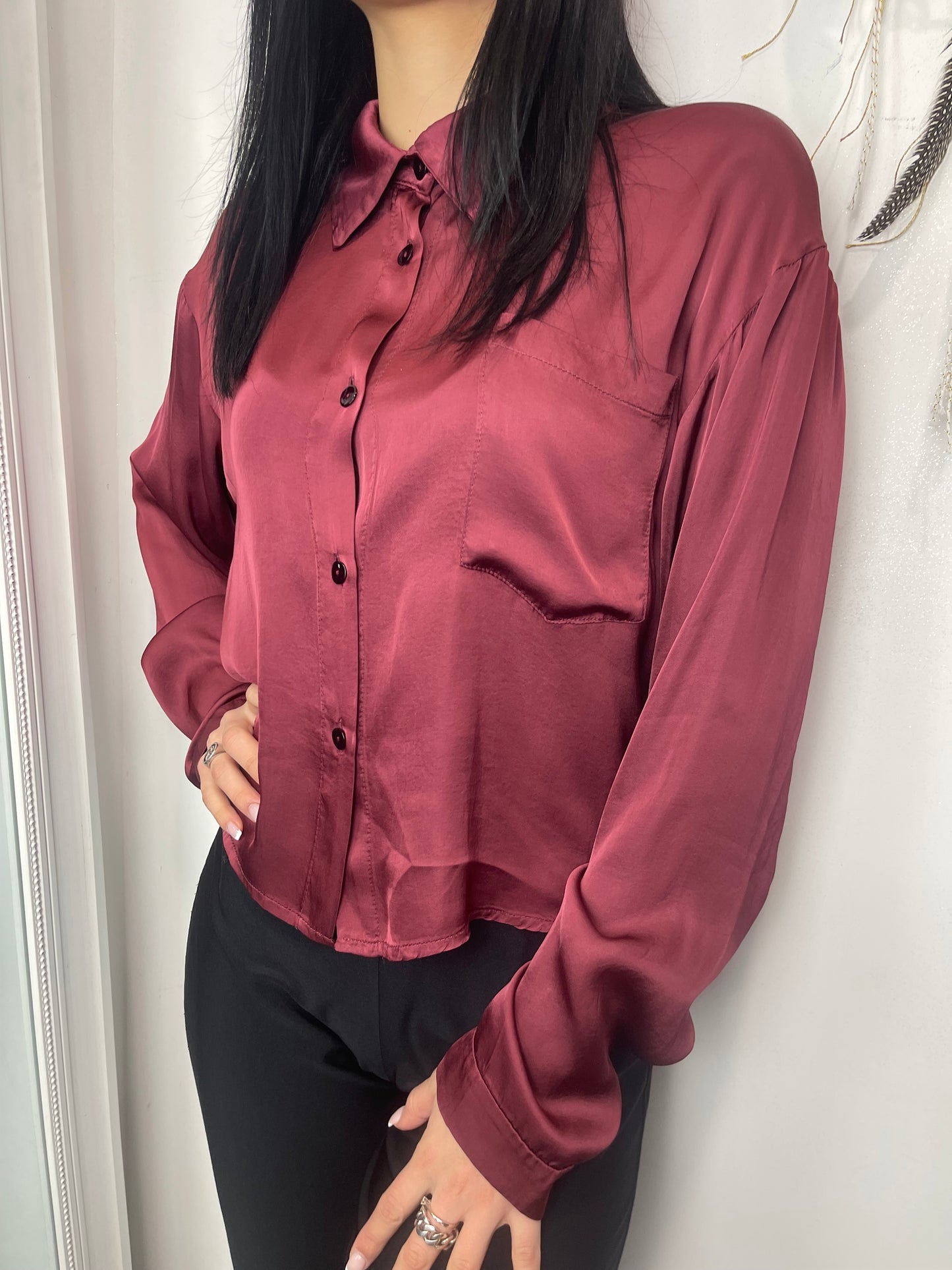 Camicia 100% viscosa bordeaux