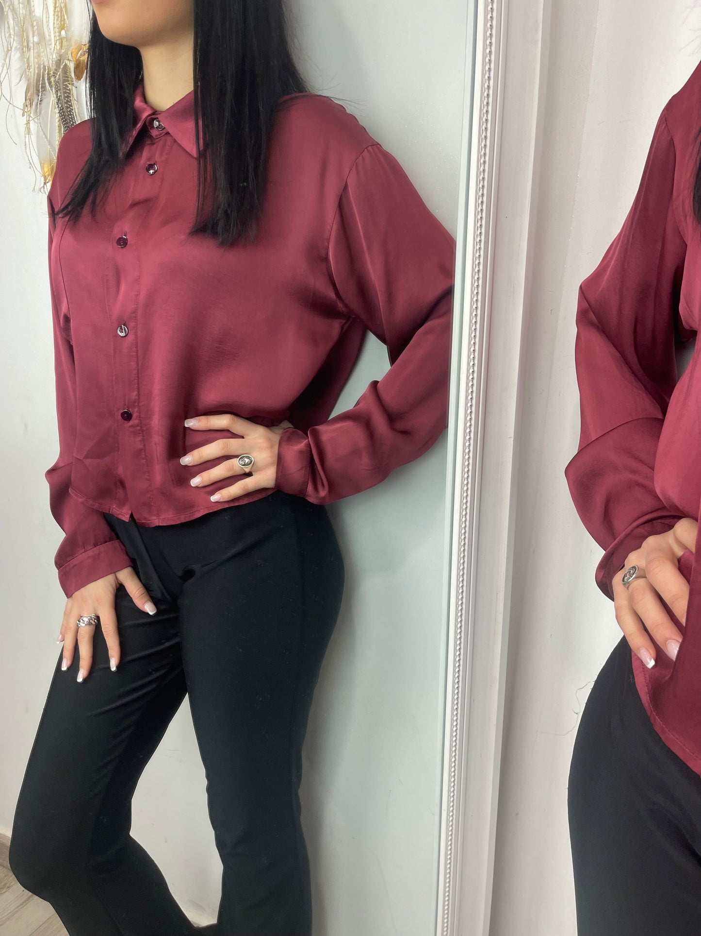 Camicia 100% viscosa bordeaux