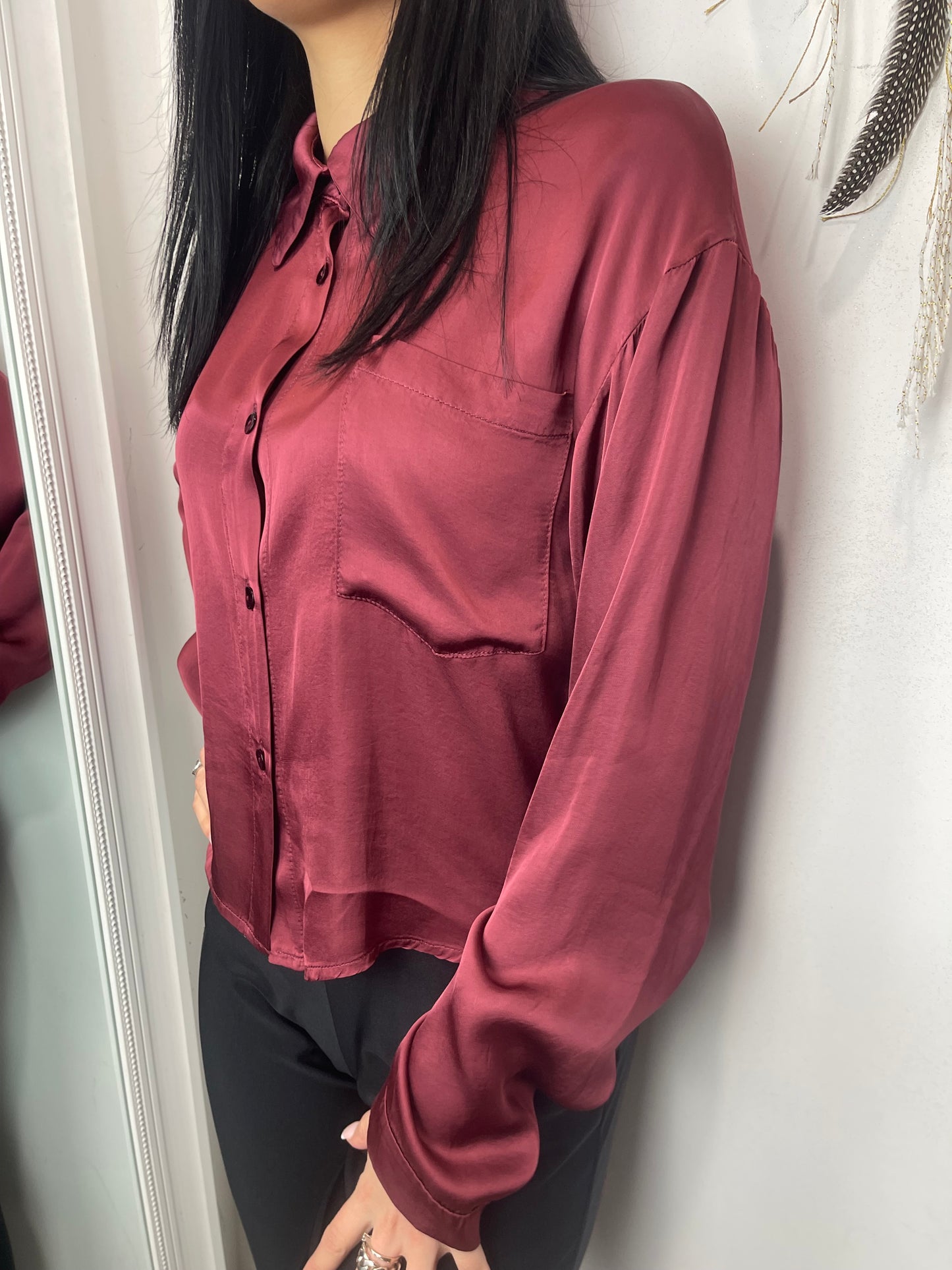 Camicia 100% viscosa bordeaux