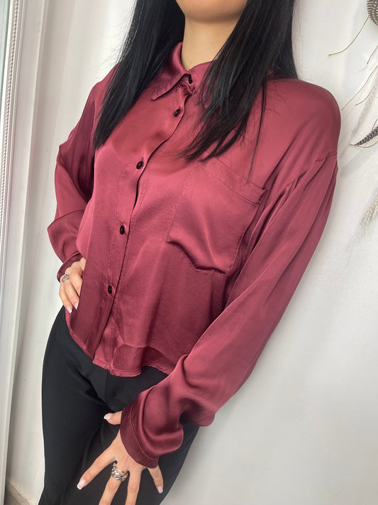 Camicia 100% viscosa bordeaux
